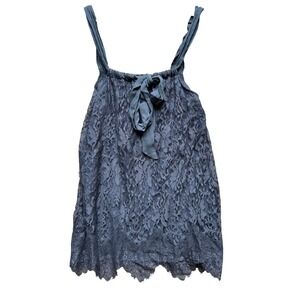 Twenty One Dark Gray Silk Blend Slip Lace‎ Bow Mini Dress Size Medium